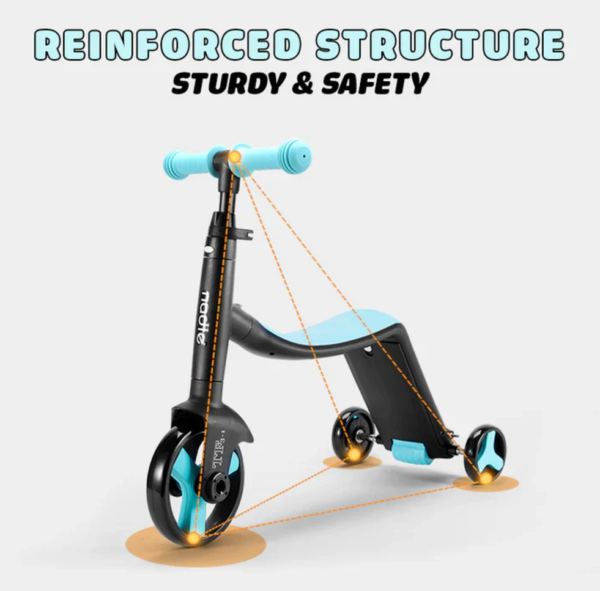 Balance Tricycle mode of 3-in-1 Kids Convertible Scooter – helps improve coordination for UAE children aged 1-5.